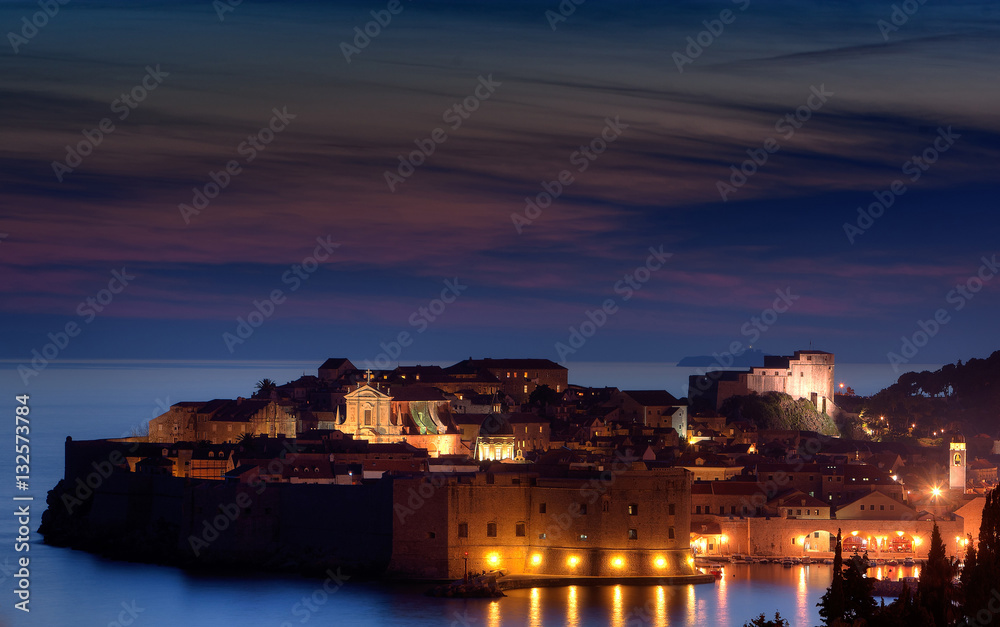 Night view odl town Dubrovnik