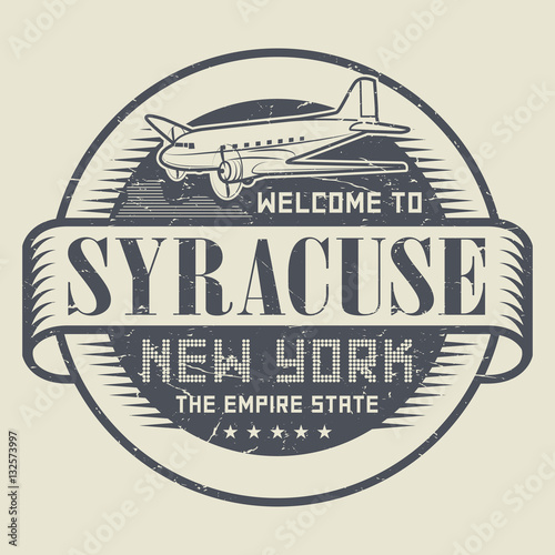 Grunge rubber stamp with text Welcome to Syracuse, New York