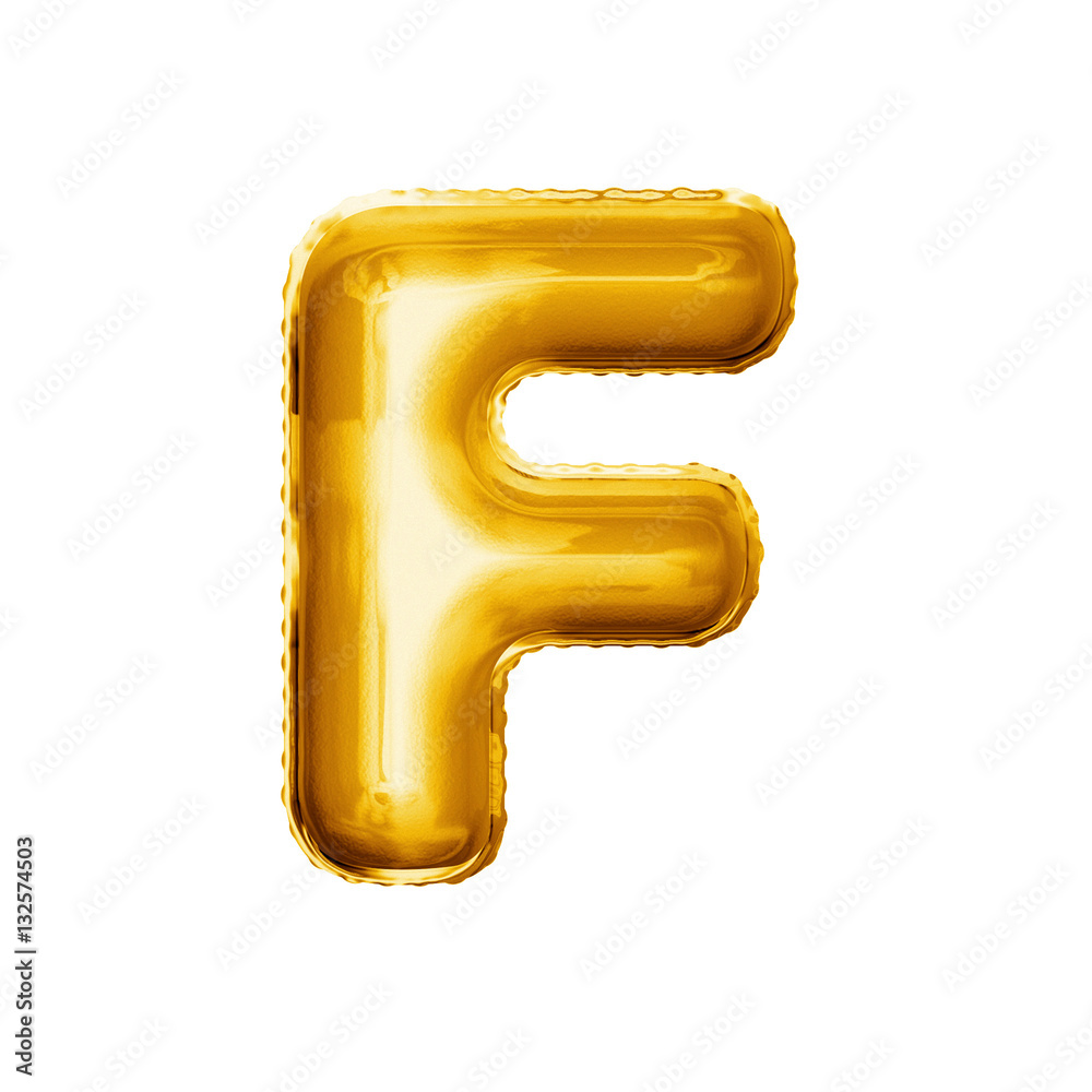 Balloon letter F 3D golden foil realistic alphabet Balloon letter F 3D golden foil realistic alphabet