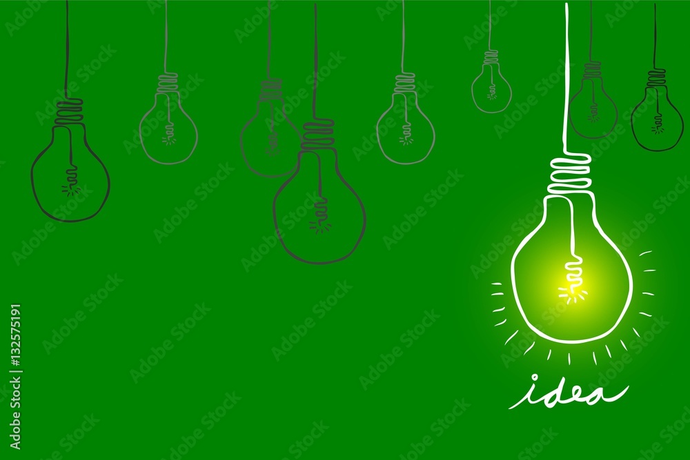 Doodle Lamp - Idea at Green Background
