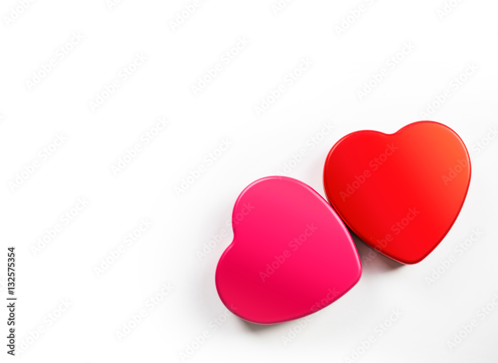 Pink and red heart shape on white background Pink and red heart shape on white background