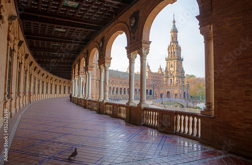 Spain Square, Plaza de Espana, Seville, Spain. View from porch