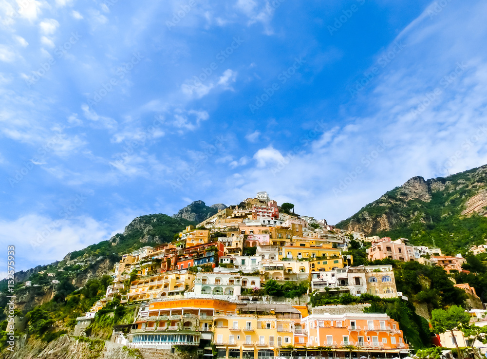 Positano, Italy along the stunning Amalfi Coast.
