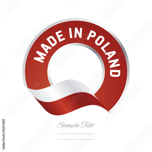 Made in Poland flag red color label button banner