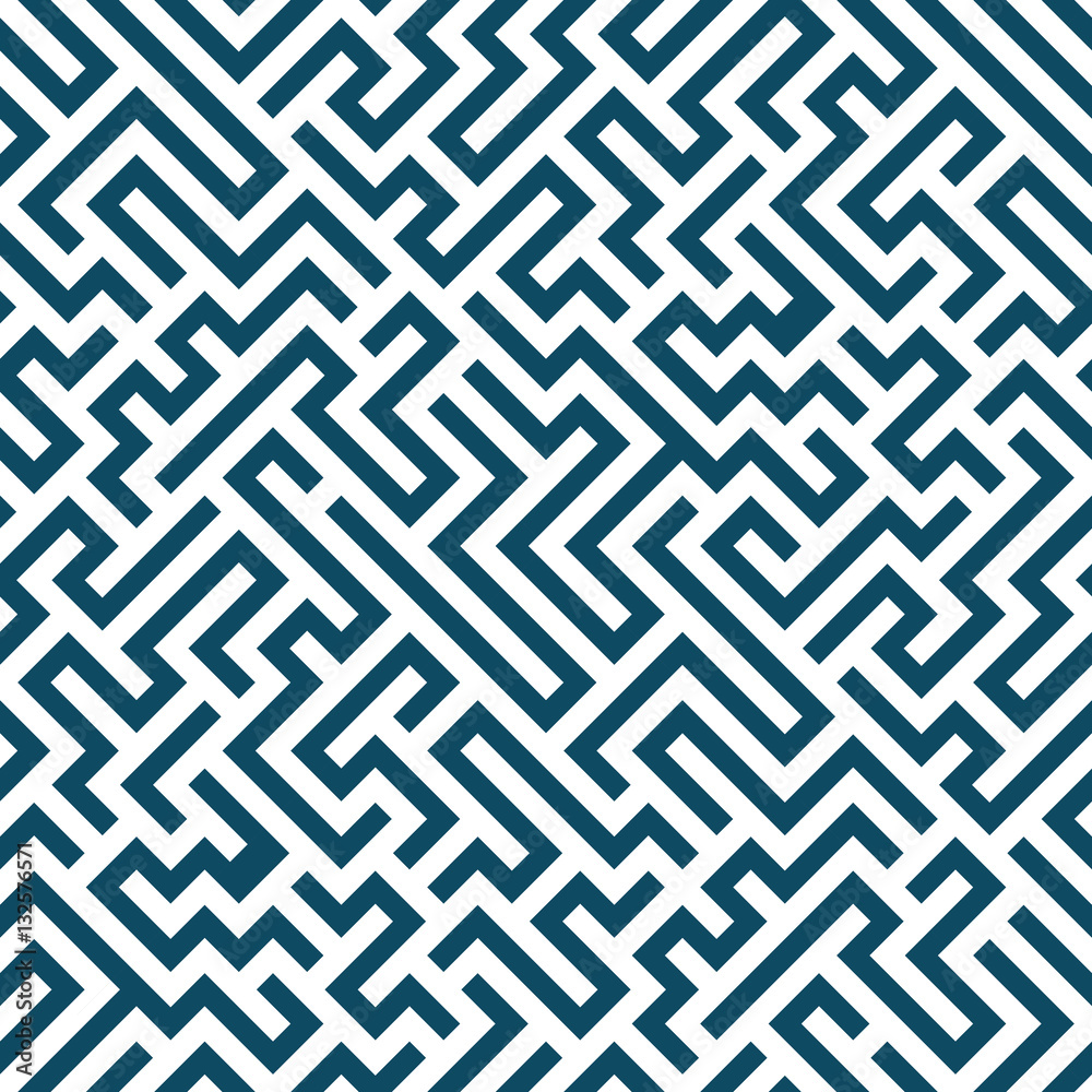 Vector graphic abstract geometry  maze pattern. blue seamless geometric labyrinth background . subtle pillow and bed sheet design. unique art deco. hipster fashion print