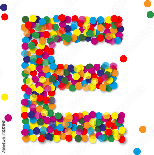 Buntes Konfetti Buchstaben, E, vektor