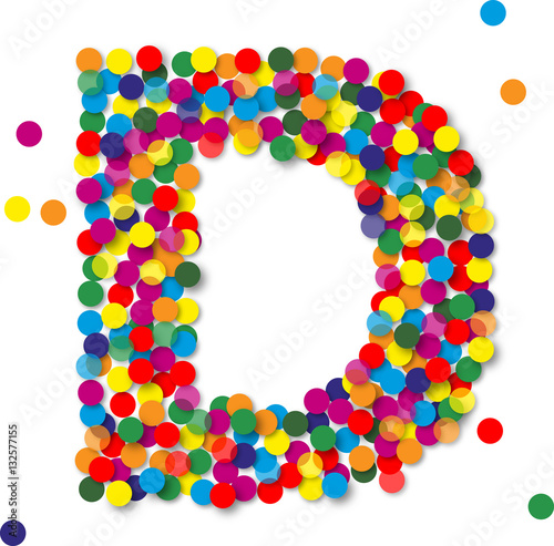 Buntes Konfetti Buchstaben, D, vektor