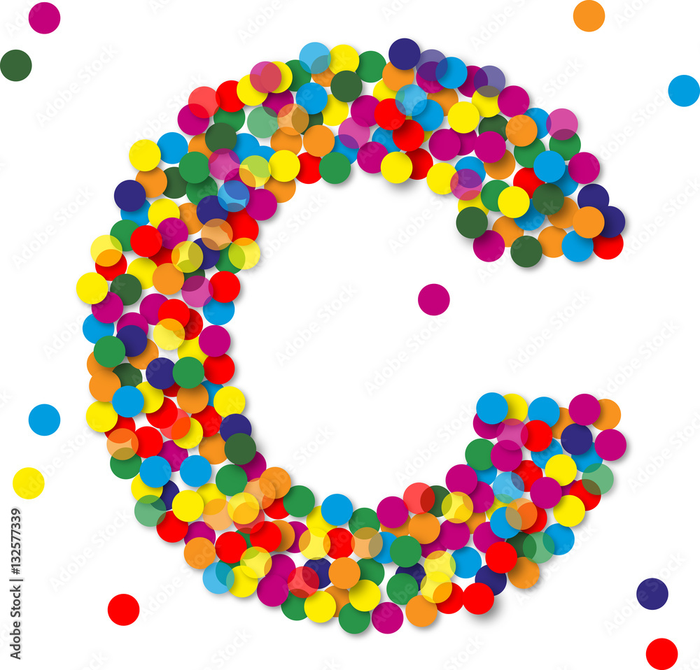 Buntes Konfetti Buchstaben, C, vektor Buntes Konfetti Buchstaben, C, vektor
