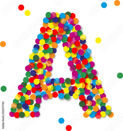 Buntes Konfetti Buchstaben, A, vektor