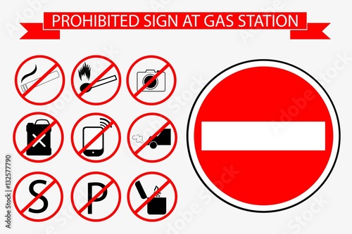 Free Download Prohibited Sign at Gas Station, Isolated on White
 - GFXLoad