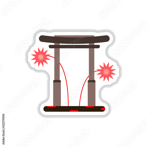 Vector illustration of Chinese new year celebration in paper sticker style Chinese Gate