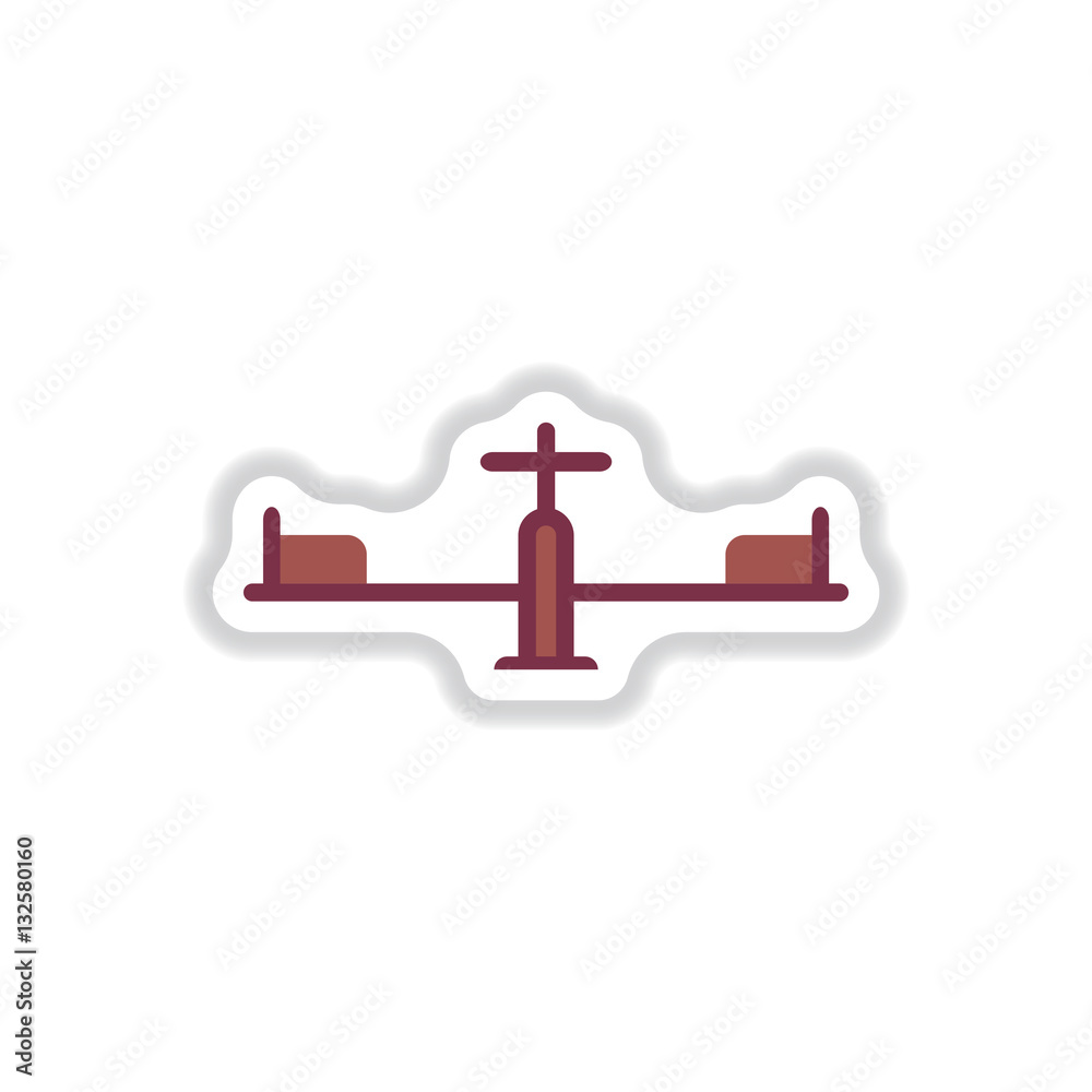 Vector illustration in paper sticker style playground equipment carousel Vector illustration in paper sticker style playground equipment carousel