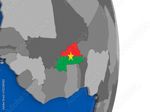 Burkina Faso on globe with flag