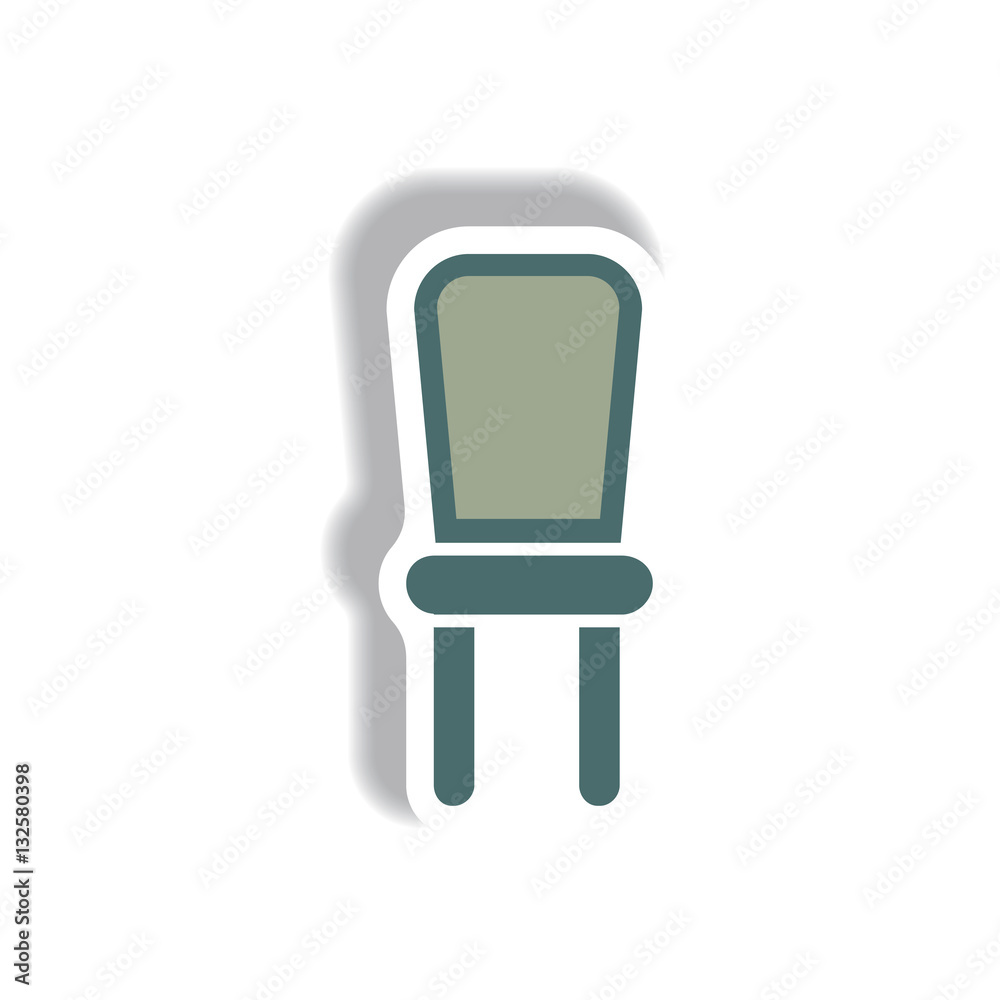 Vector illustration in paper sticker style chair Vector illustration in paper sticker style chair