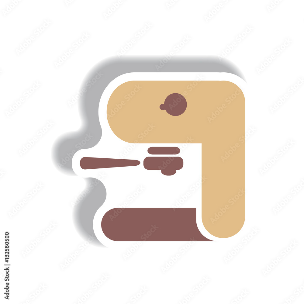 Vector illustration in paper sticker style coffee machine Vector illustration in paper sticker style coffee machine