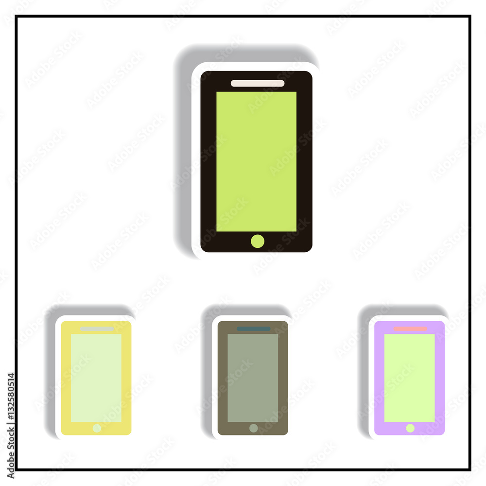Collection of Vector illustration in paper sticker style phone Collection of Vector illustration in paper sticker style phone