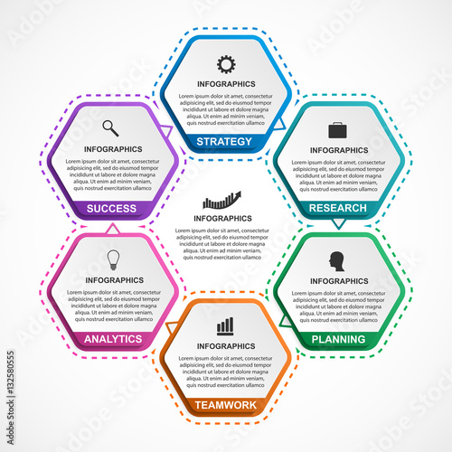 Abstract hexagon infographics template.