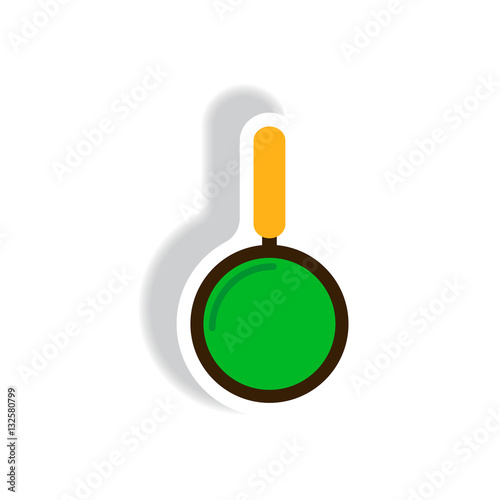 stylish icon in paper sticker style Travel magnifying glass