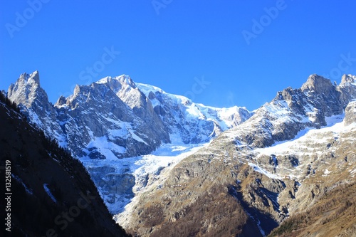 Mont Blanc massif in Alps, on Italy-France border