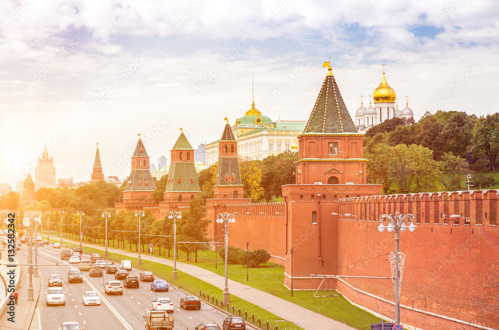Fototapeta premium Kremlevskaya embankment in Moscow