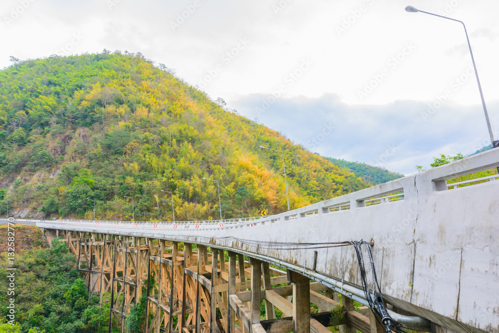 Bridge in mountain background