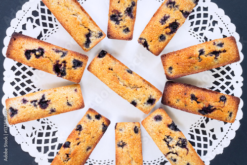 French financier cookies with bilberry