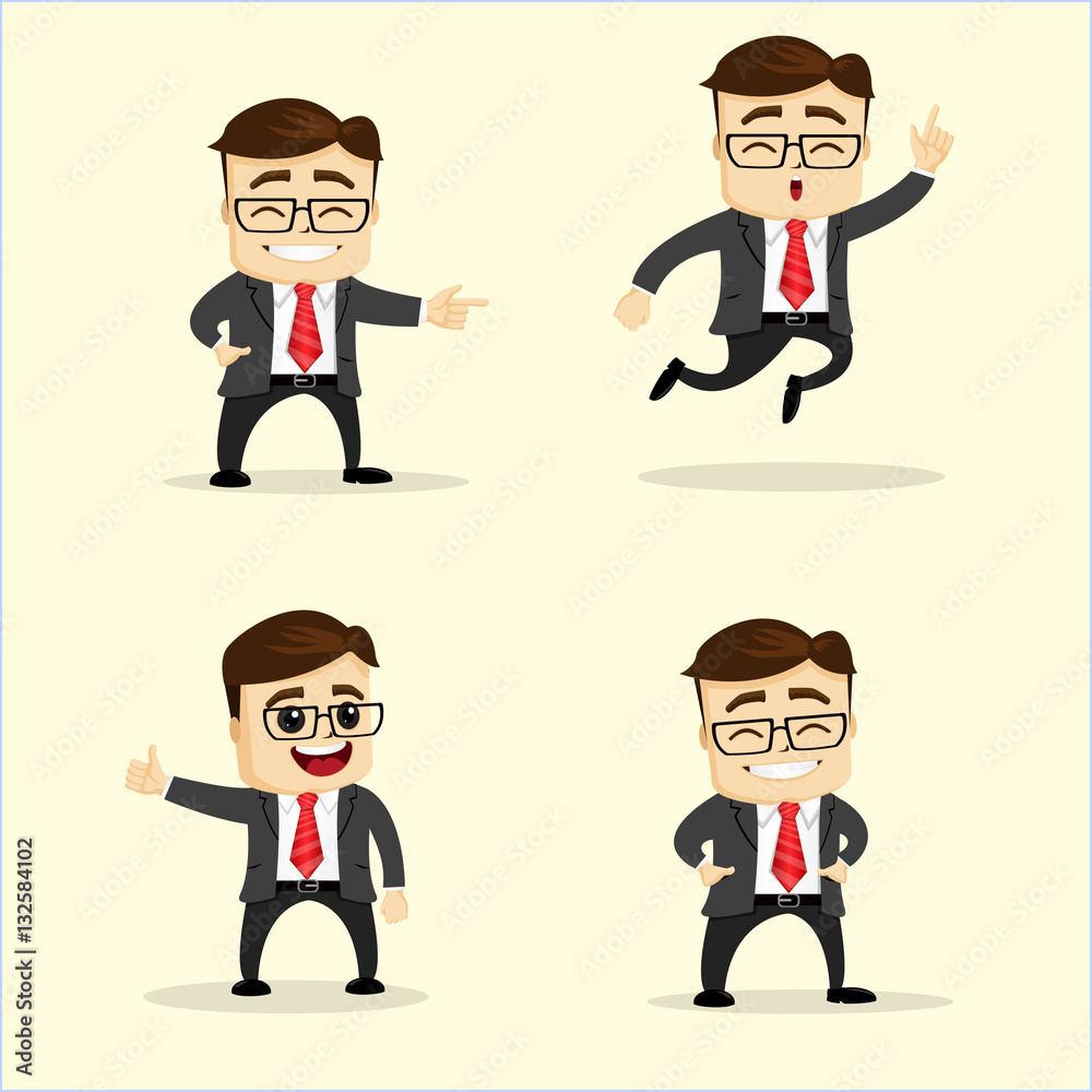 Vector illustration. Set of business man in different poses. Vector illustration. Set of business man in different poses.