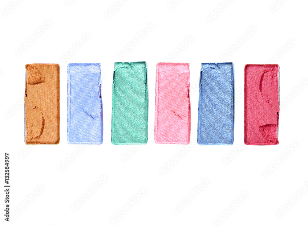 Colorful various eyeshadows isolated on white background Colorful various eyeshadows isolated on white background