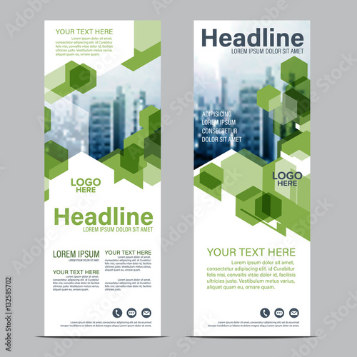 Greenery Roll up layout template mock up. flag flyer banner backdrop design. vector illustration background