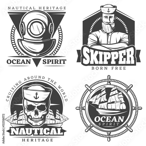 Old Tattoo Sailor Naval Label Set photo