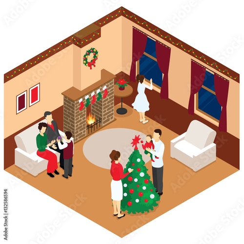 Celebration Of Christmas Isometric Design