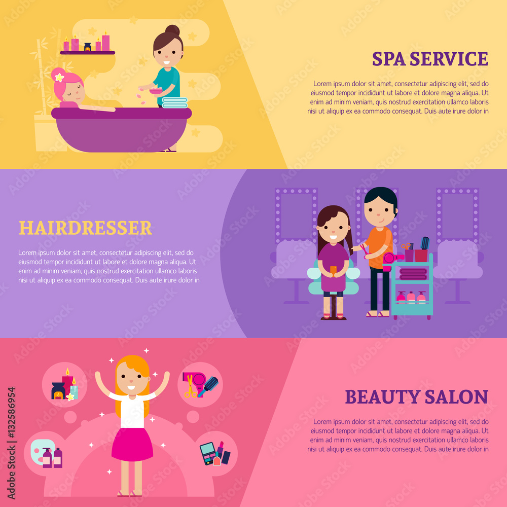 Beauty Procedures Flat Horizontal Banners Beauty Procedures Flat Horizontal Banners