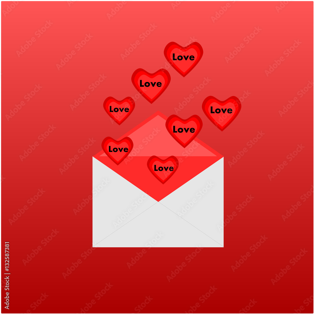 Happy Valentine's Day lettering Greeting Card on red background Happy Valentine's Day lettering Greeting Card on red background