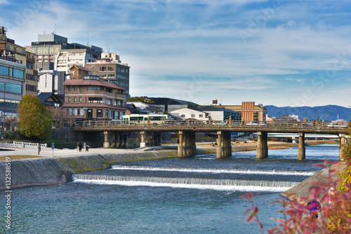 Sanjo bridge in Kamo river kyoto Japan
