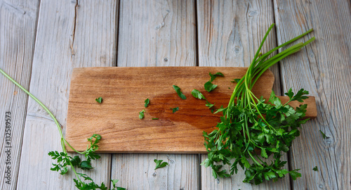 Chopping board with parsley