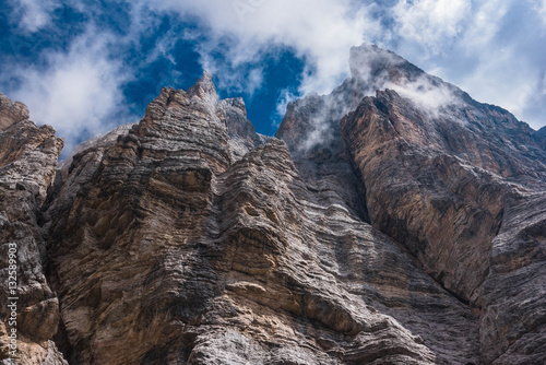 fortress of the south wall of Moiazza in Dolomites