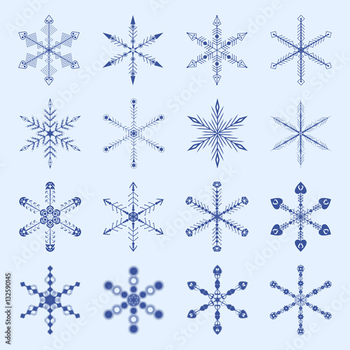 Snowflakes and icicles winter vector set
