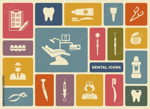 Dental icons. Vector Illustration.