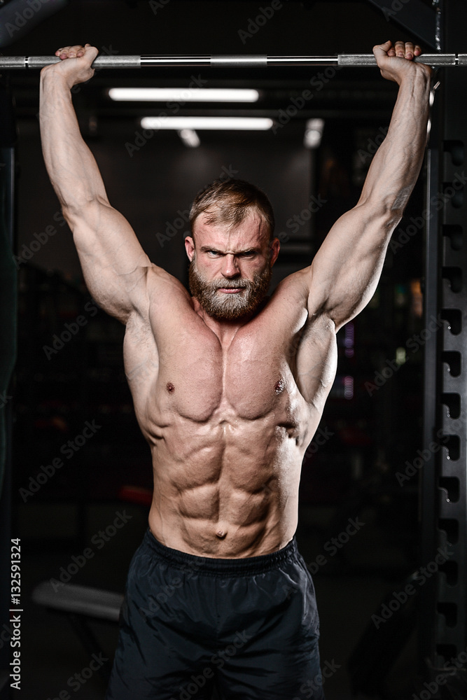 brutal muscular man with beard unshaven fitness model healthcare brutal muscular man with beard unshaven fitness model healthcare