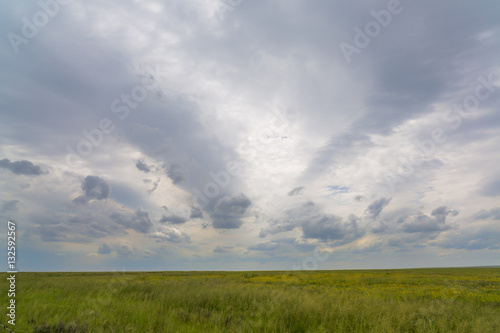 Clouds over green grass © hannesthirion