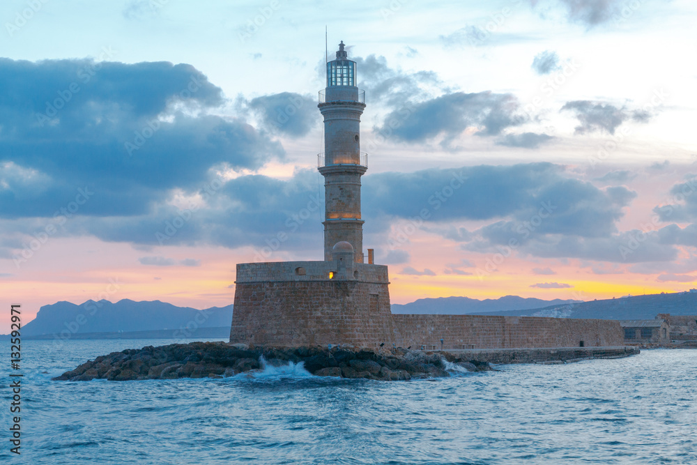 Lighthouse in Chania. Greece.