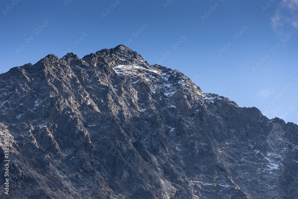 Fototapeta premium Mountains and peaks landscape. Kühtai glacier, natural environment. Hiking in the Stubai Alps. Sellrain valley, Tirol, Salzburg, Austria, Europe
