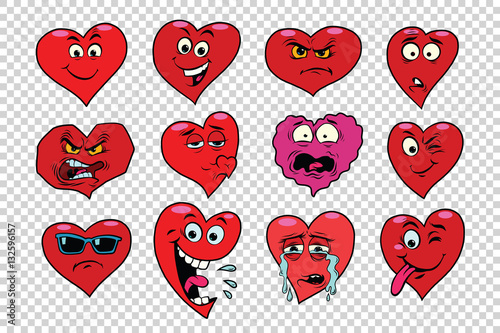 Red heart Valentine set of characters