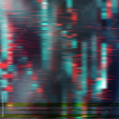 Dark glitch background, vector illustration. Red, black, green colors.