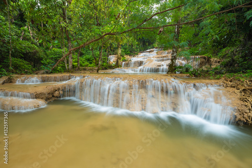 Gao Fu waterfall  the name was given after the name of the landlord and is located in Ngao district of Lampang province  Thailand