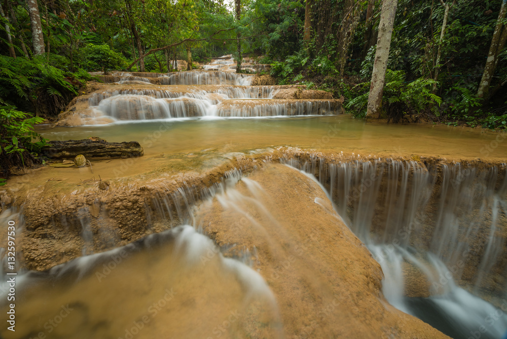 Gao Fu waterfall, the name was given after the name of the landlord and is located in Ngao district of Lampang province, Thailand Gao Fu waterfall, the name was given after the name of the landlord and is located in Ngao district of Lampang province, Thailand