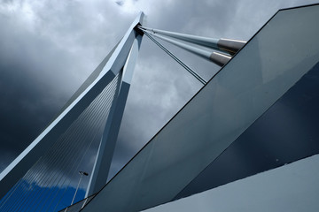 Fototapete Erasmusbrücke Erasmusbrücke Rotterdam Untersicht zum Pylon  © el-bee