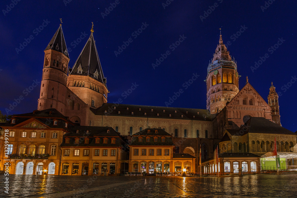 Obraz premium Mainzer Dom at night