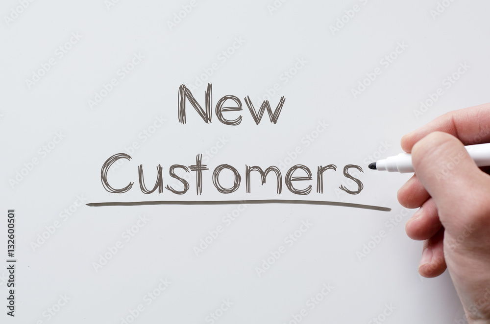 New customers written on whiteboard New customers written on whiteboard