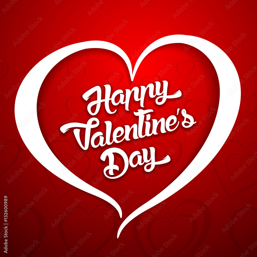 Happy Valentines Day handwritten lettering design text on color Happy Valentines Day handwritten lettering design text on color